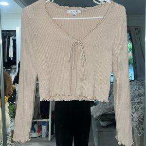 cream ribbed tie top